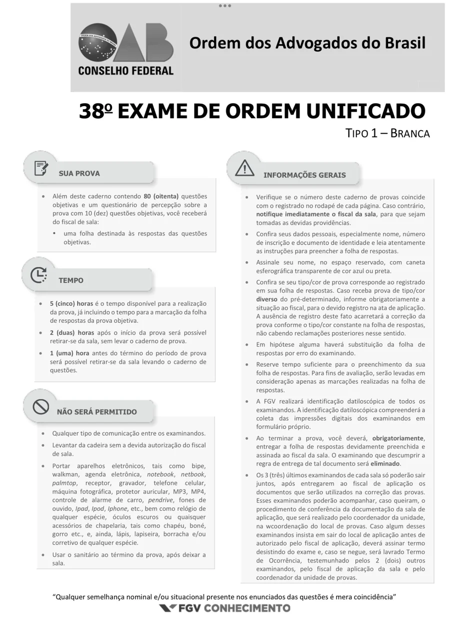 Capa do 38º Exame de Ordem Unificado