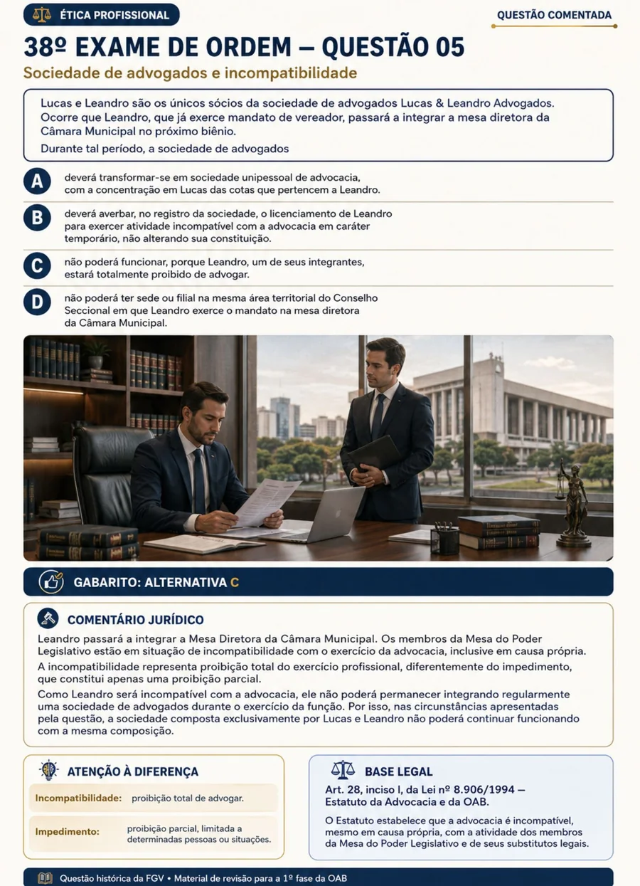 Questão comentada de Ética Profissional do 38º Exame