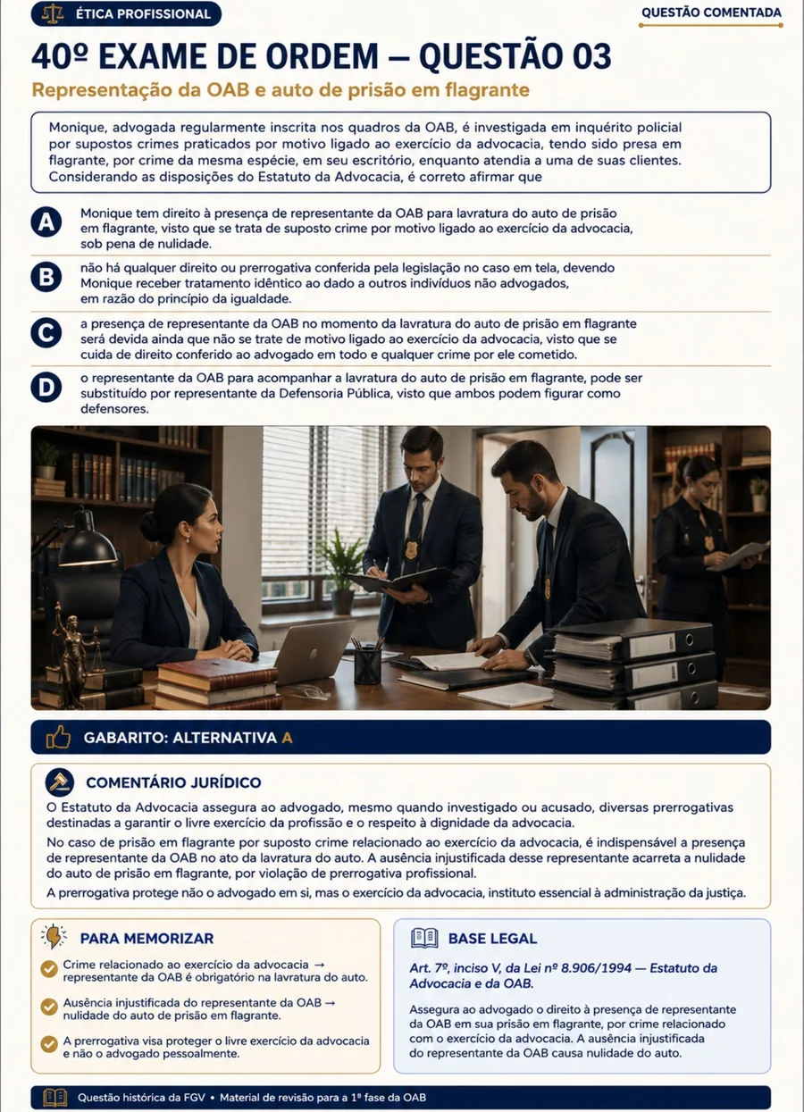 Questão comentada de Ética Profissional do 40º Exame